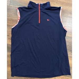 The Black Dog Navy and Coral Sleeveless Golf Zip Contrast Pullover